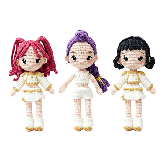 Handmade Crocheted dolls from Movies KPOP Demon Huntrix with white outfit